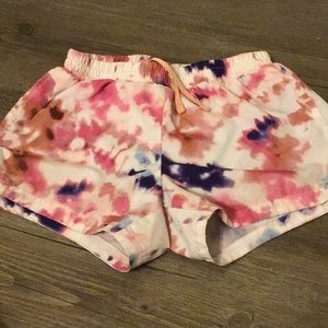 Old navy purple/pink/white/blue tie dye shorts. Super cute!